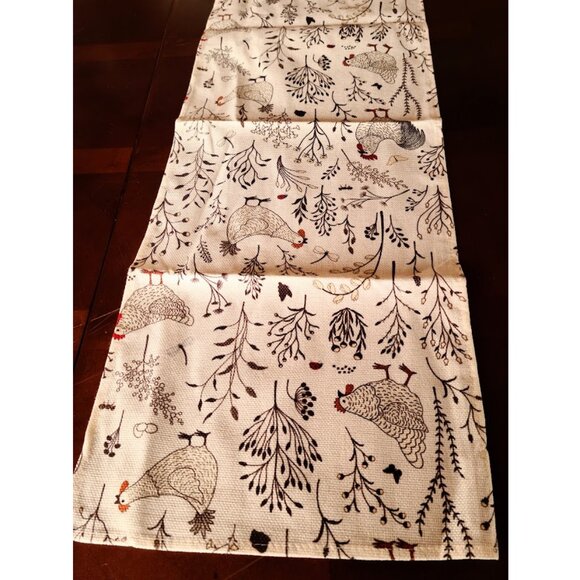 Farmhouse Table Runner Rooster Decor Decorative Cloth Country Cottage Decoration - Picture 3 of 10